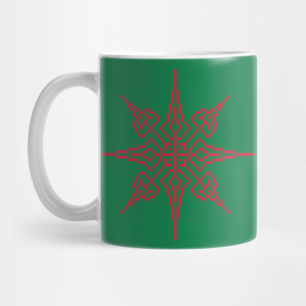 Pixel Red Holiday Snowflake by gkillerb